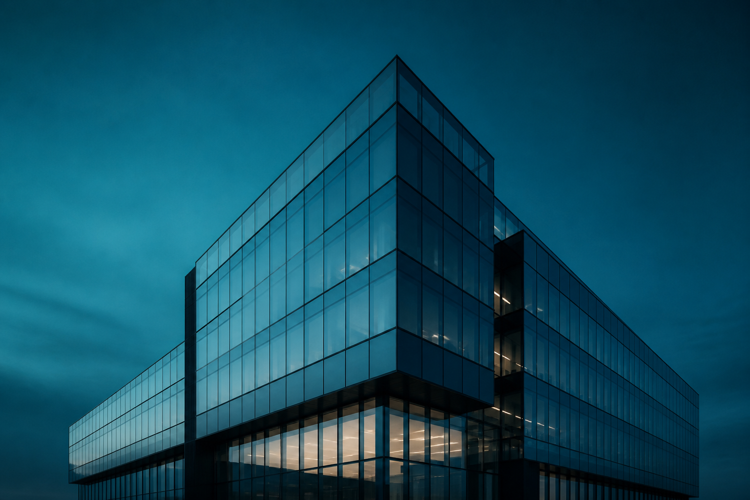 Edifício corporativo moderno com fachada de vidro